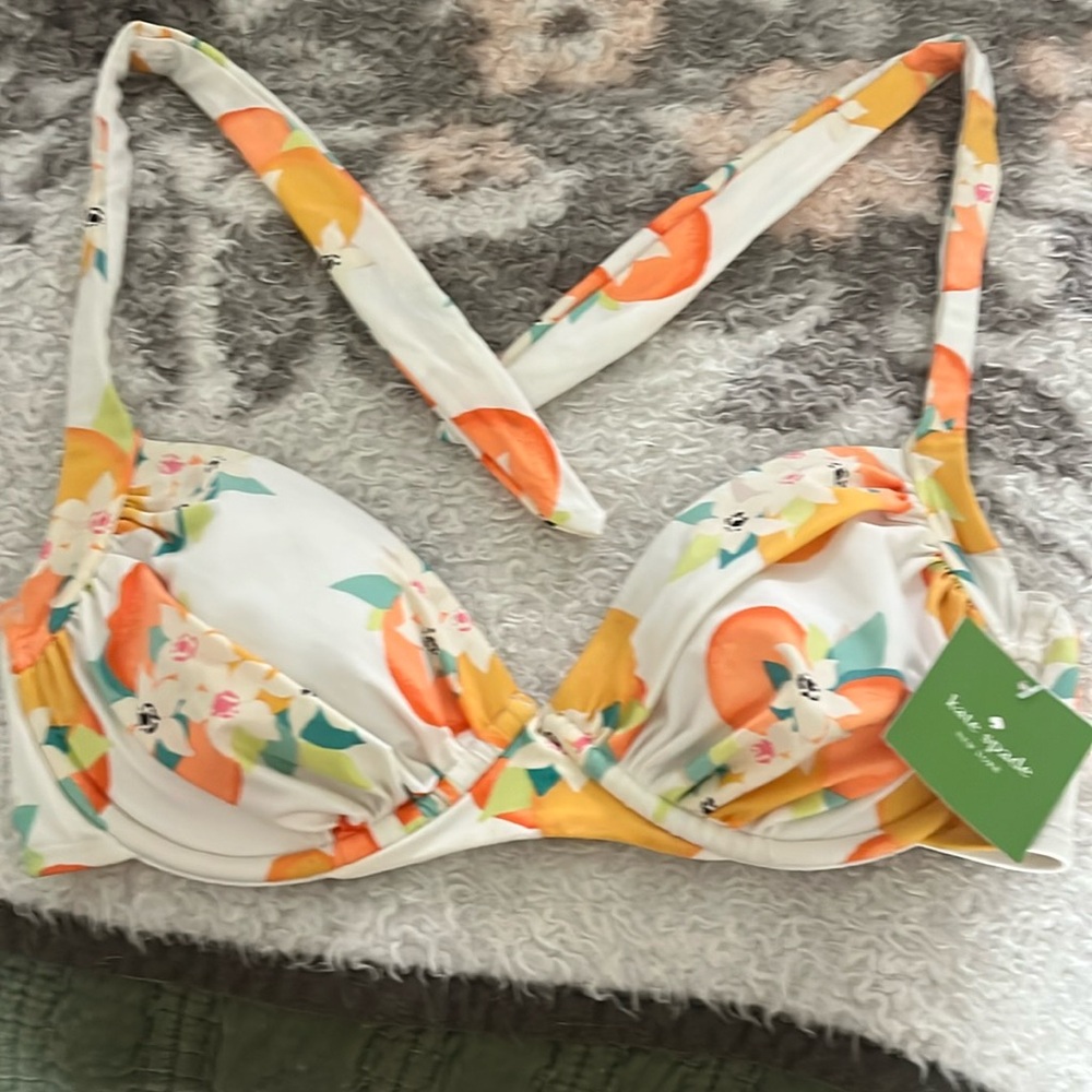 Kate spade new with tags oranges and flowers bikini top